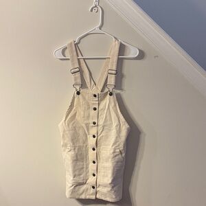 Forever 21 Cream Button-Down Corduroy Overalls